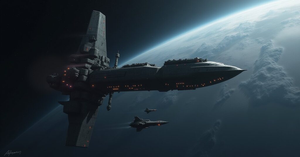 A starship beside a glowing sensor array as a Devore warship arrives in Star Trek Fleet Command