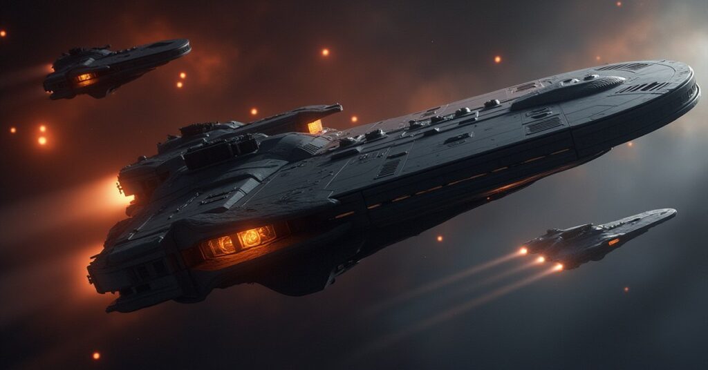 A Starfleet strike force gathers over Bajor before facing Node ships