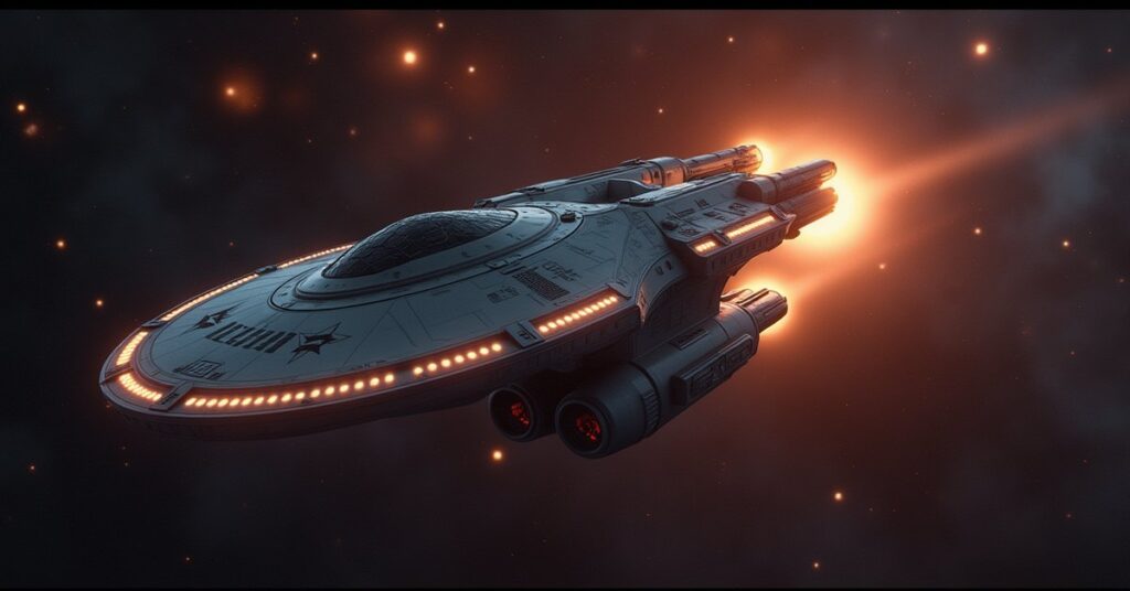 A starship capturing a Suliban vessel near a starbase in Star Trek Fleet Command