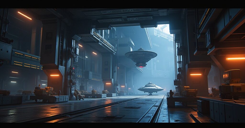 A new ship berth with docking clamps being completed on a space station as a starship approaches in Star Trek Fleet Command