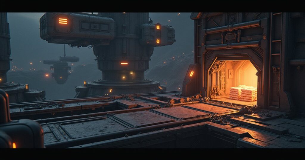 A small industrial generator module being assembled on a young space station in Star Trek Fleet Command