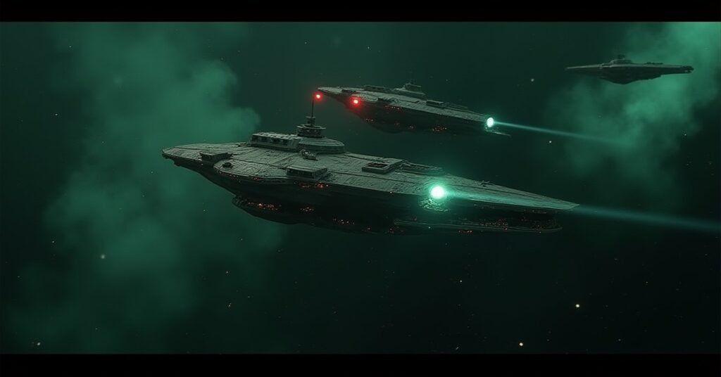 Faction blockades fighting assimilated Borg ships in Star Trek Fleet Command