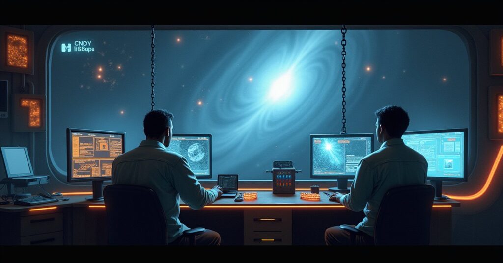 Engineers upgrade a starbase operations console as sensor data streams in, Star Trek Fleet Command