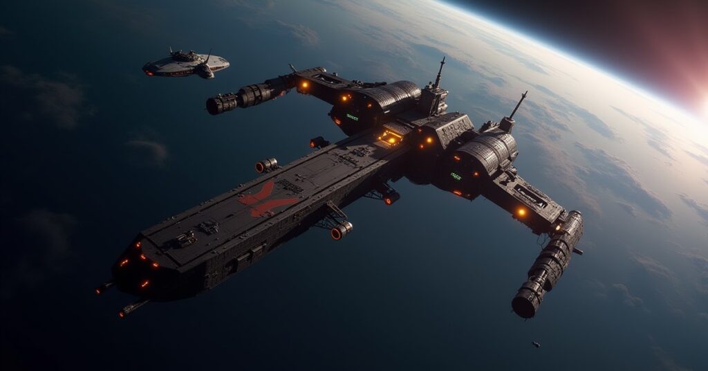 A small space station command hub being upgraded by construction drones in Star Trek Fleet Command
