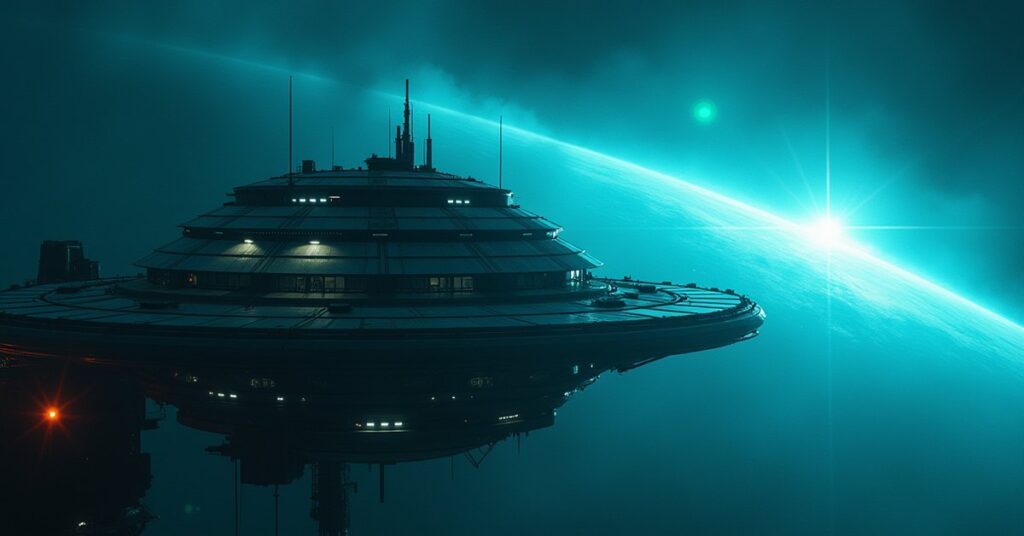 A Research and Development facility powering up on an orbital starbase in Star Trek Fleet Command