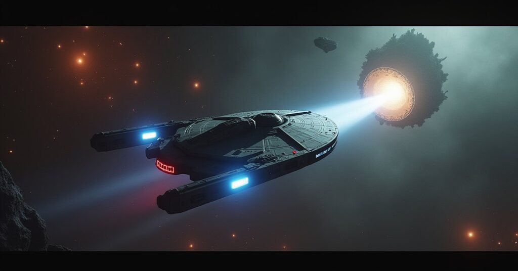 A Federation starship slips through Klingon space to rescue a captive from a guarded outpost