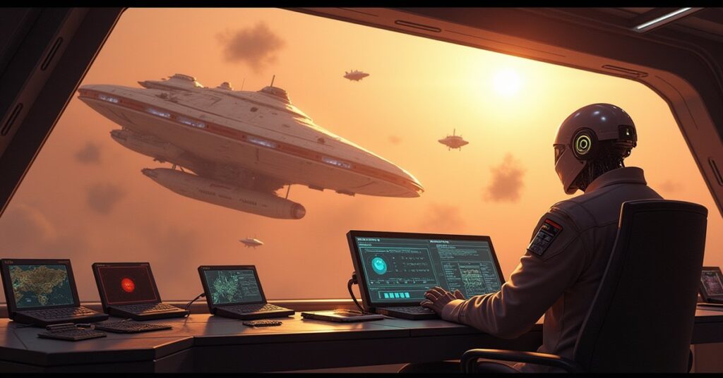 A starship delivering supplies to frontier settlements in Star Trek Fleet Command