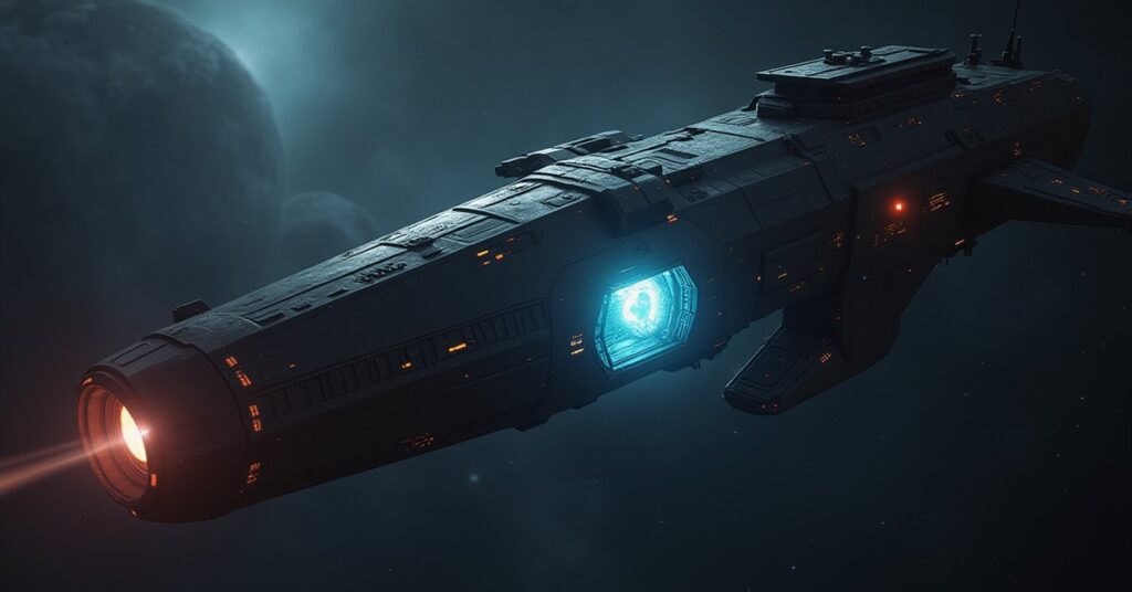 A rogue starship confronting an Orion slaver ship in Star Trek Fleet Command