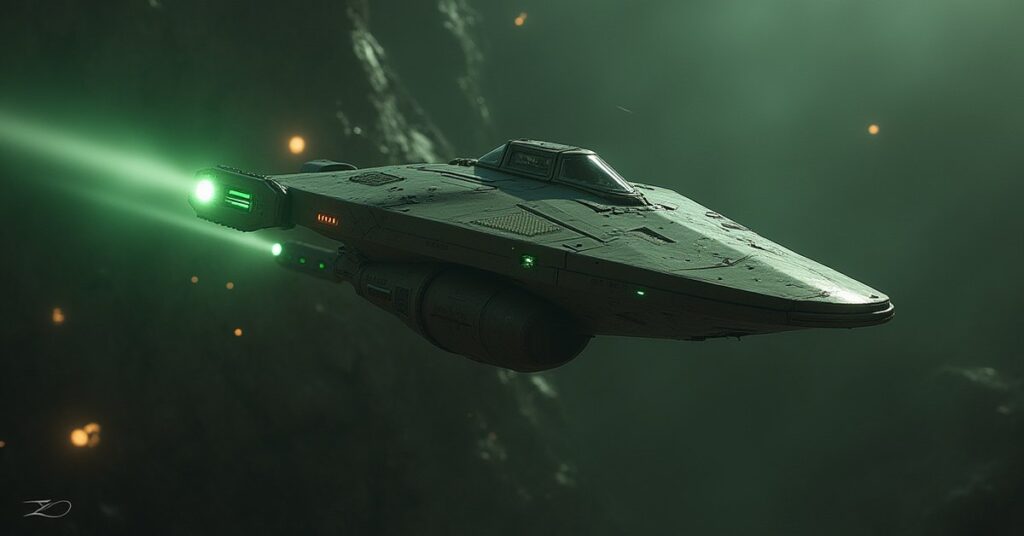 A starship disabling a Tal Shiar vessel in Star Trek Fleet Command