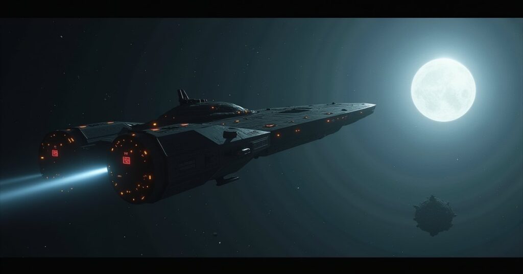 A Romulan ship tracking a signal to an Arkonian cruiser near a star in Star Trek Fleet Command