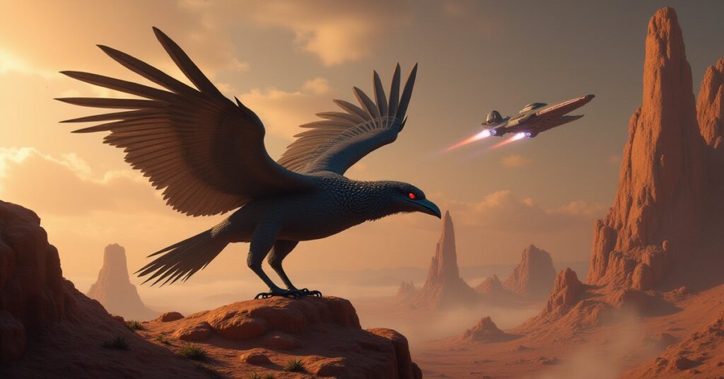 A Klingon ship planting a listening device above a rocky planet in Star Trek Fleet Command
