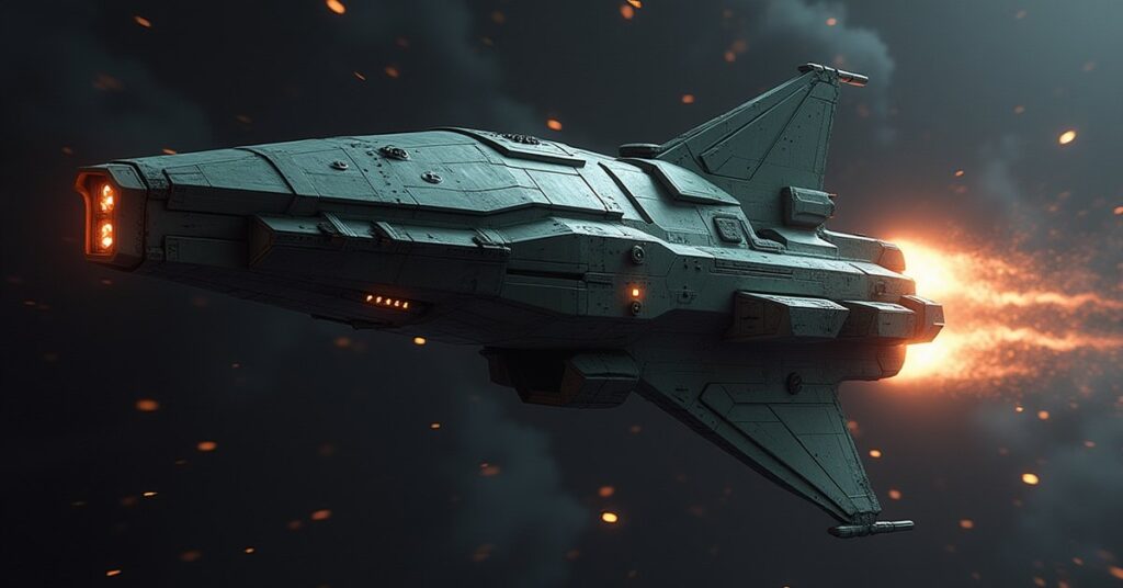 A Klingon ship attacking a Tal Shiar data hub guarded by a Suliban ship in Star Trek Fleet Command