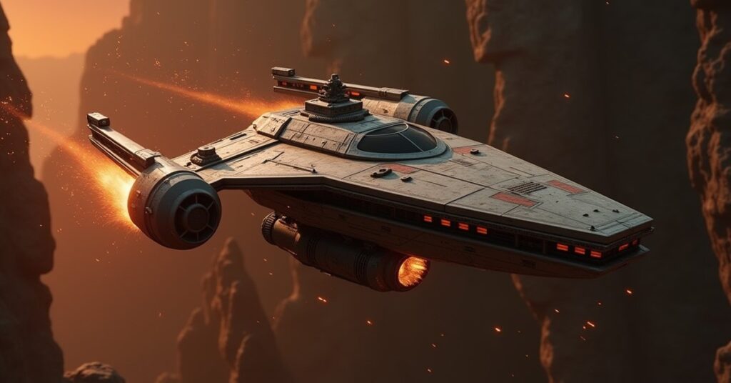 A small starship disabling a bounty hunter's vessel in Star Trek Fleet Command