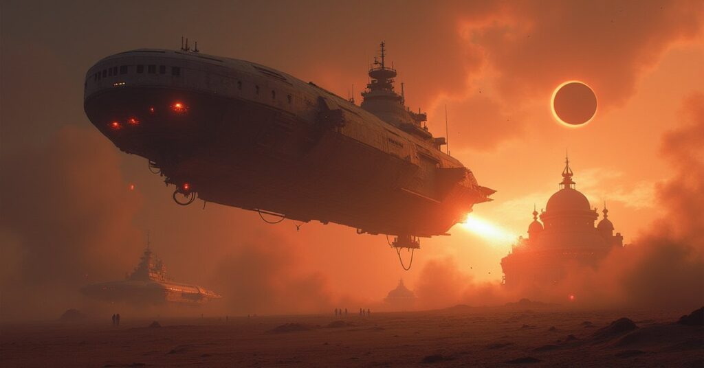 A starship recovering cargo from a hidden planetary base as a raider approaches in Star Trek Fleet Command
