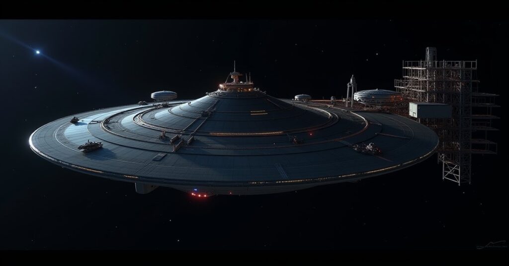 Star Trek Fleet Command station R&D Department module under construction in deep space