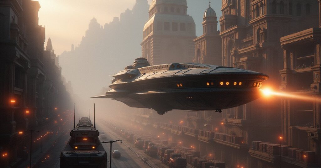 A starship chasing a trader ship near a market station in Star Trek Fleet Command