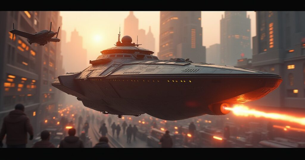 A starship chasing a trader's ship and its drone through a starport in Star Trek Fleet Command