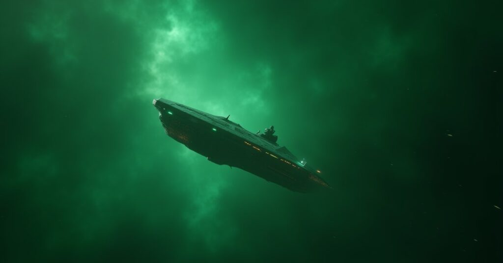 A lone Tal Shiar ship left as bait in a green nebula as a hidden fleet waits in Star Trek Fleet Command