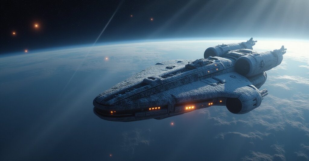 A starship finding a frozen cryogenic pod as a scavenger ship attacks in Star Trek Fleet Command