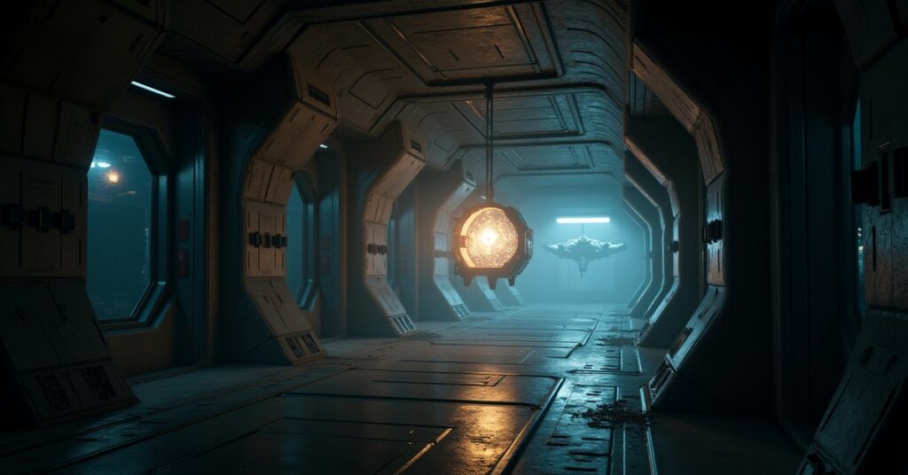 A starship following a Klingon ship toward a glowing experiment at a hidden station in Star Trek Fleet Command