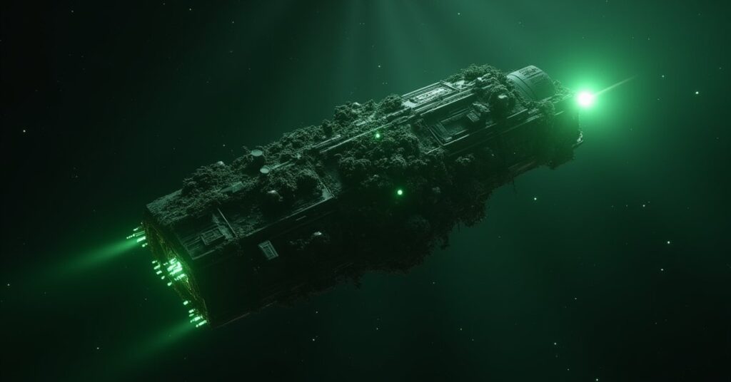 A starship disabling a partially assimilated Borg vessel in Star Trek Fleet Command