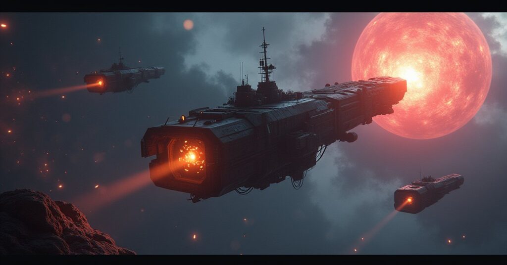 A mining ship with an experimental extractor under pirate attack in Star Trek Fleet Command