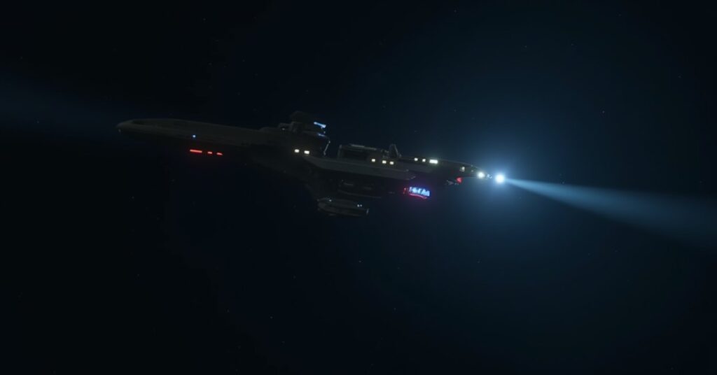 A stealthy ship slipping past a Starfleet base in Star Trek Fleet Command