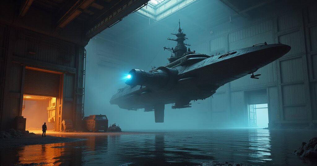 The USS Cerritos escaping a Pakled ship near a warehouse station