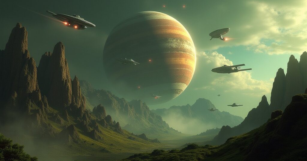 Cardassian warships attacking a green planet as a player starship and Section 31 vessels arrive to defend it