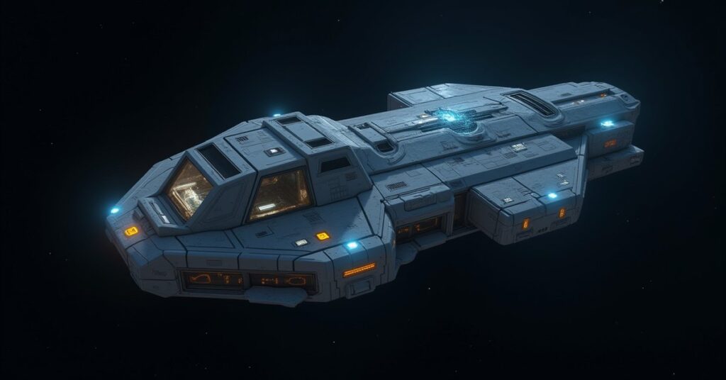 A starbase research lab glowing with holographic schematics during an upgrade in Star Trek Fleet Command