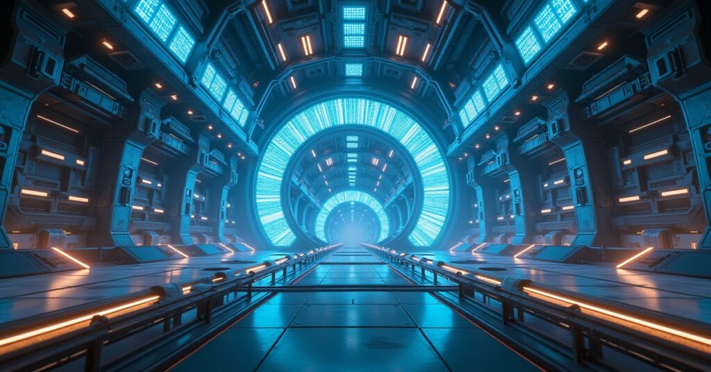 An advanced research complex glowing on a space station in Star Trek Fleet Command