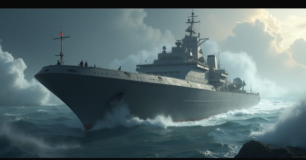 A Federation ship escorts refugee transports toward a council world past rippling creatures