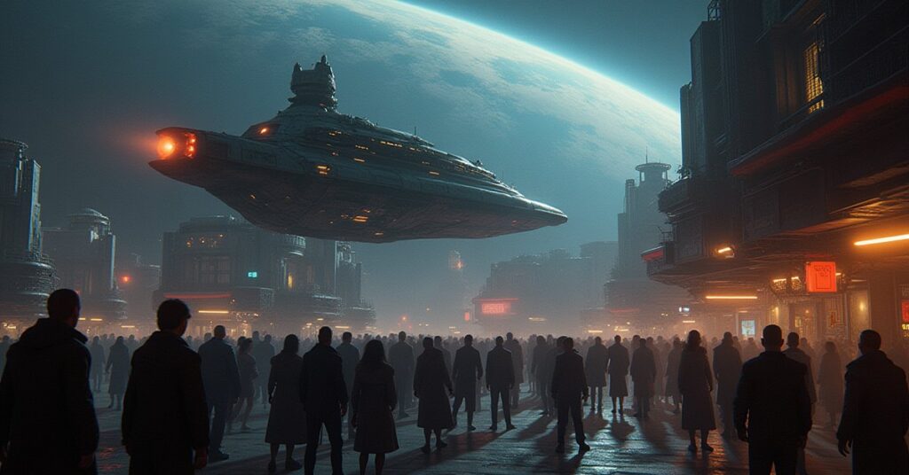 A starship at an Orion Syndicate market station facing an Orion vessel in Star Trek Fleet Command