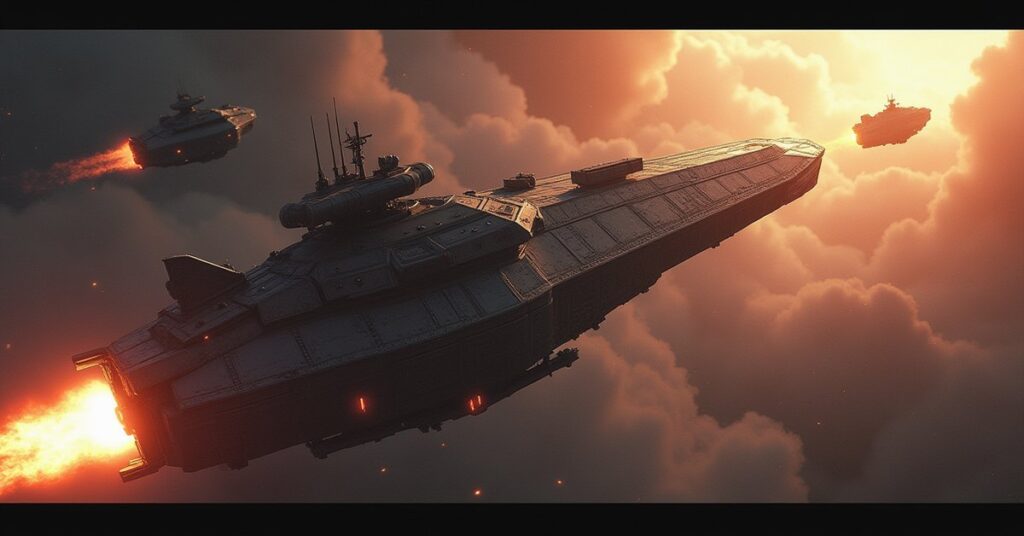 A rogue warship fires at passing freighters near a frontier colony in Star Trek Fleet Command