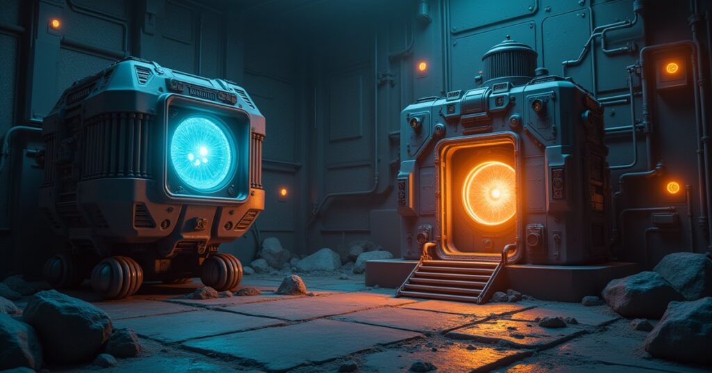 A Tritanium generator starting up on a small space station in Star Trek Fleet Command