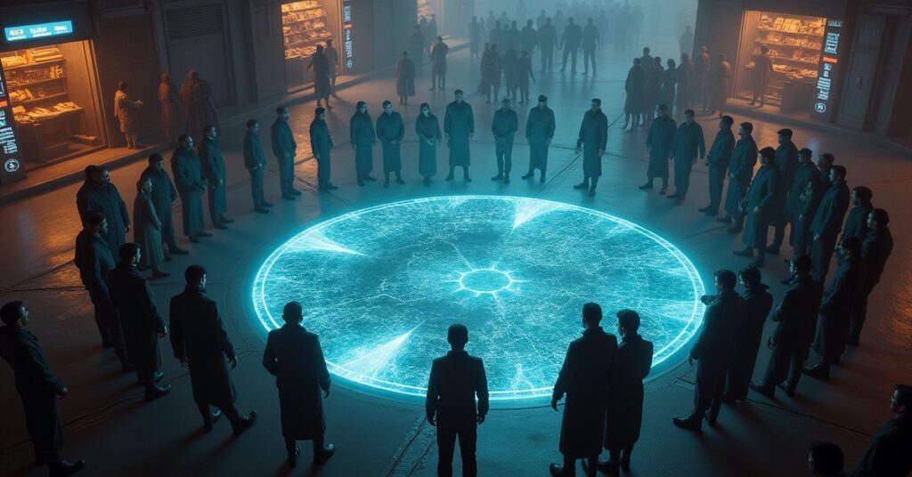 Rogue ships gathered around a holographic map of a trader's base in Star Trek Fleet Command