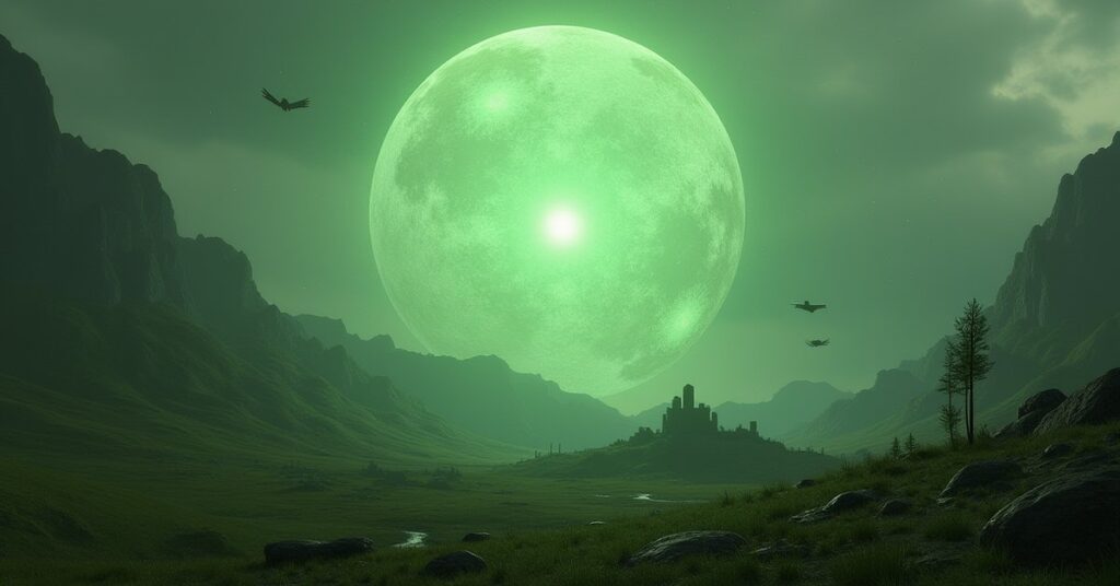 A deception shield rising over a frontier settlement as Hirogen ships approach from orbit