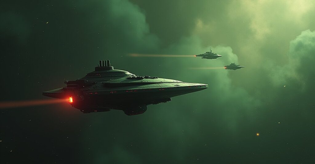 Independent ships waiting beside a hidden minefield as Krenim warships approach