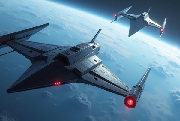 A Klingon ship decloaking near a conference station as a Federation ship intercepts in Star Trek Fleet Command