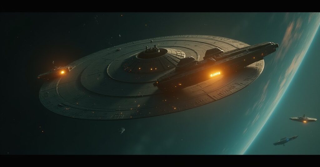 Deep Space Nine above Bajor as a mercenary fleet closes in and a player starship rushes to defend it