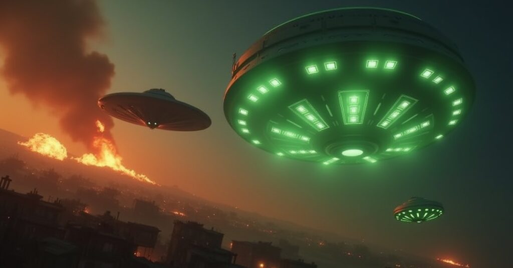 Two Borg probes attacking a colony as a Starfleet ship intercepts in Star Trek Fleet Command