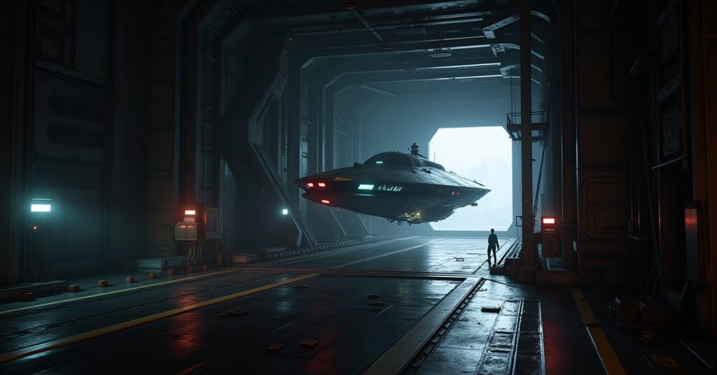 A space station drydock bay being extended around a docked ship in Star Trek Fleet Command