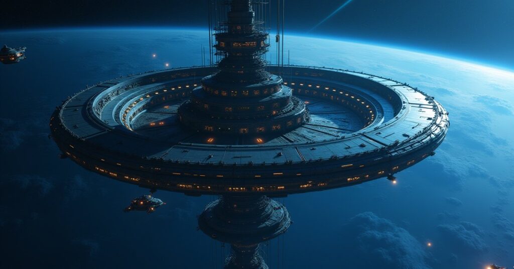 A space station adding a new command ring above a blue planet in Star Trek Fleet Command