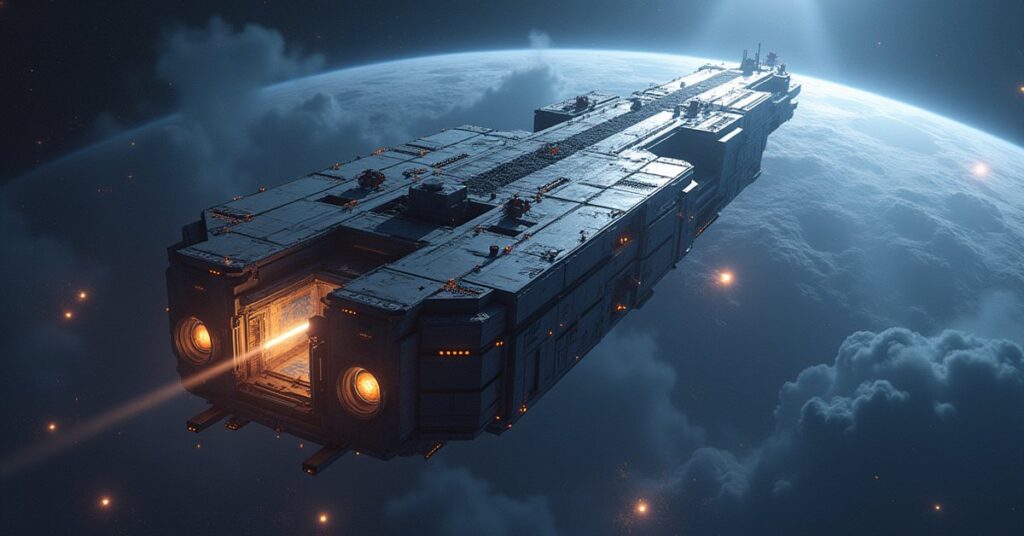 A space station command center being upgraded in orbit in Star Trek Fleet Command