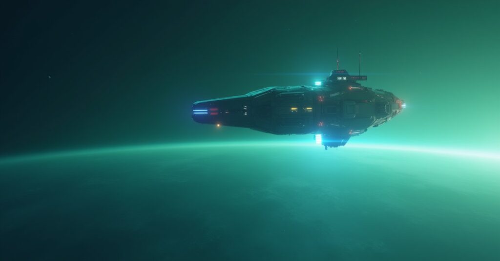 A small starter space station powering up its command module above a planet in Star Trek Fleet Command