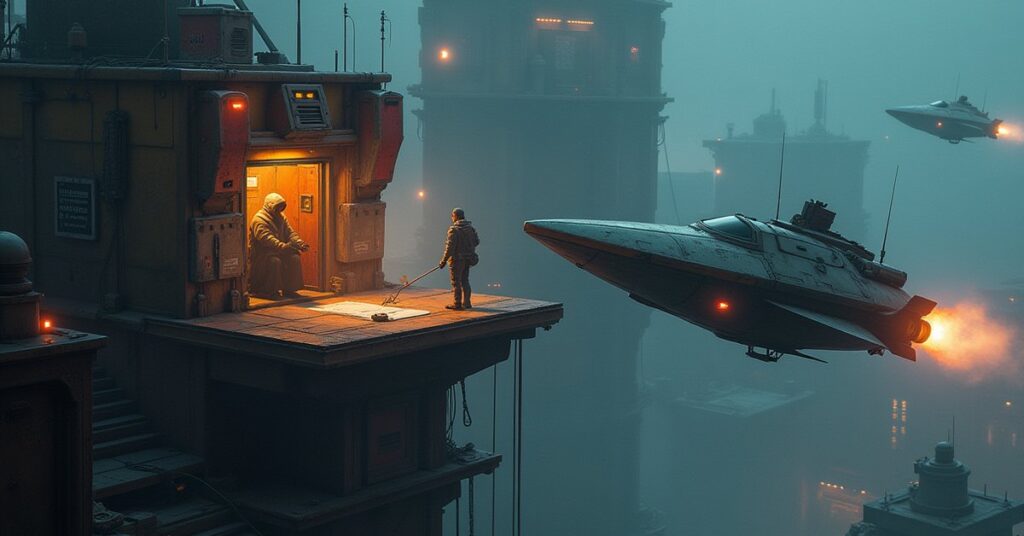 Thugs attacking an inventor's station as a thief's ship escapes in Star Trek Fleet Command