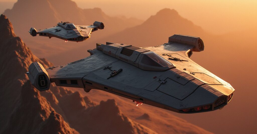 Romulan interceptors attacking a dissident flagship above a rocky world in Star Trek Fleet Command