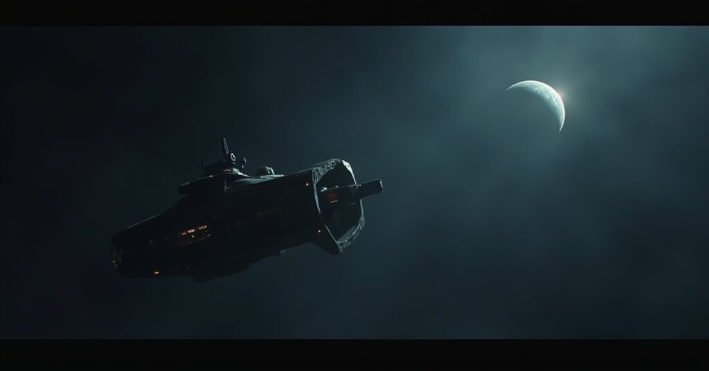An Andorian freighter and escort approaching a dead colony world in Star Trek Fleet Command
