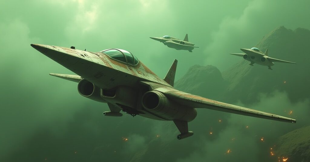 A Romulan warbird fighting a Gorn fleet as one ship tries to escape in Star Trek Fleet Command