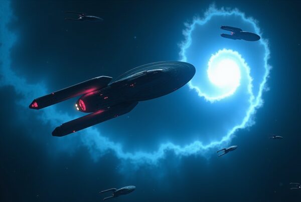 Star Trek Fleet Command Bajoran faction art with the Bajoran wormhole